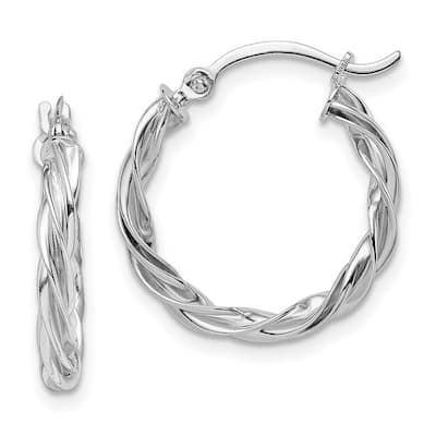 Curata 14k Polished White Gold Twisted Hoop Earrings - 20.5x19.25mm