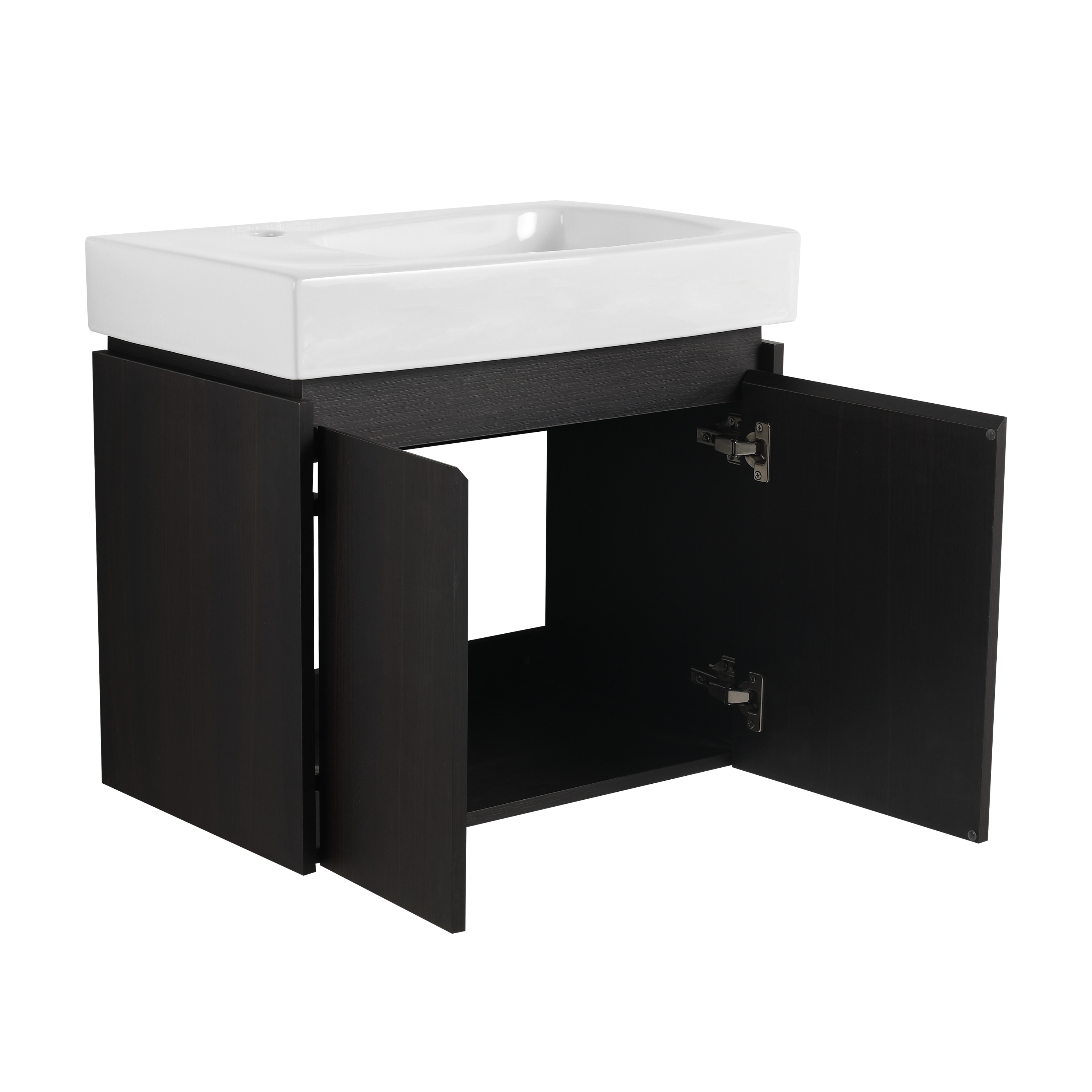24 in. W Floating Bathroom Vanity with White Resin Sink and Double