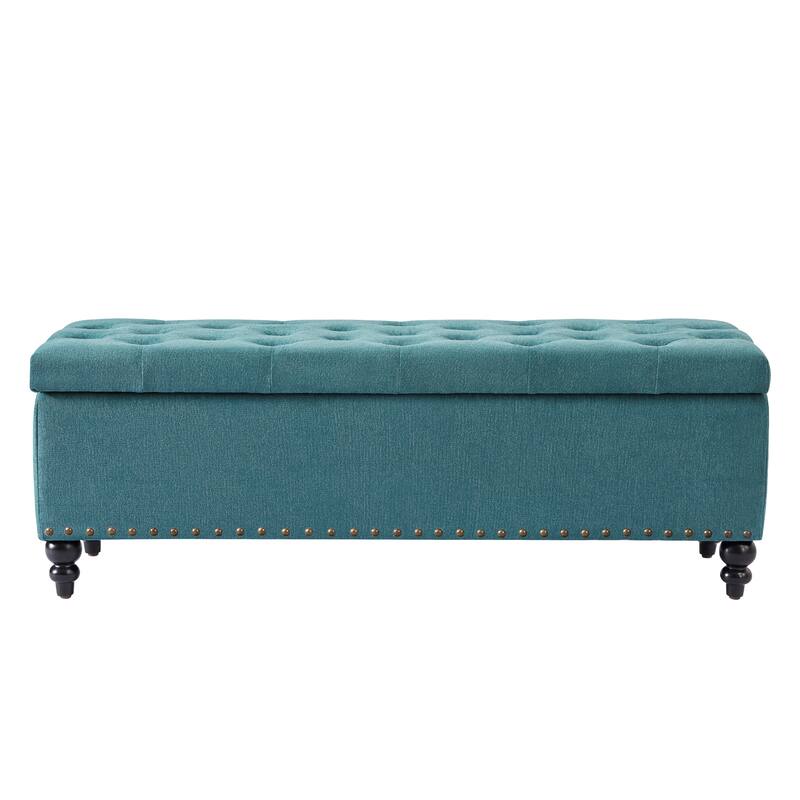 Button-Tufted Storage Bench for Bedroom 50.3"W x 17.5"D x 18"H Bottom rivets design