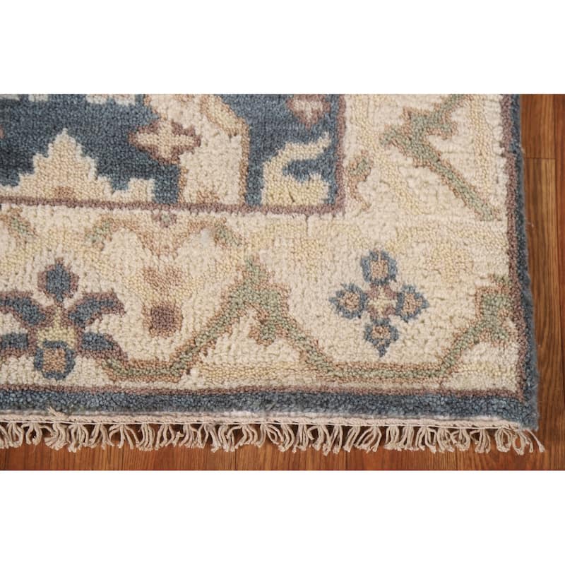 Blue Oushak Style Runner Rug Hand-knotted Wool Carpet - 2'6"x 8'0"
