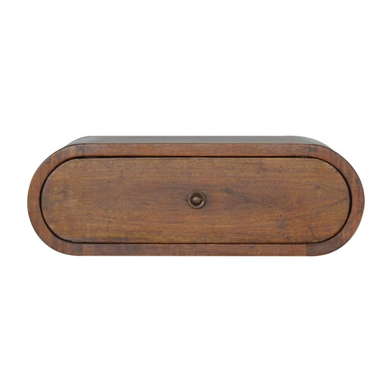 Artisan Furniture Solid Wood Wall Mounted Round Chestnut Nightstand