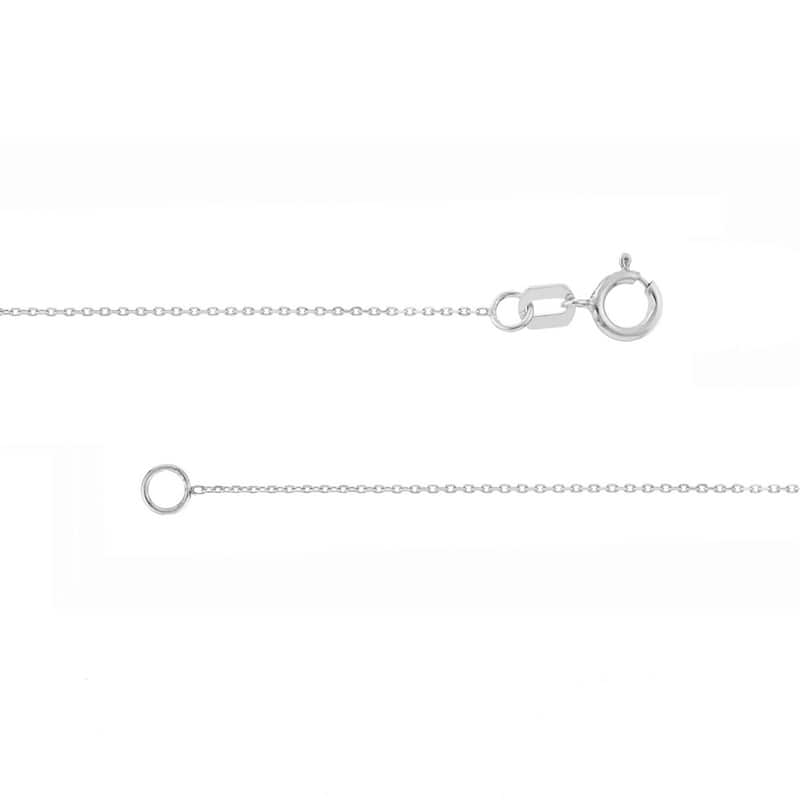 Curata 14k White Gold 0.65mm Diamond Cut Cable Chain Necklace (Spring Ring)
