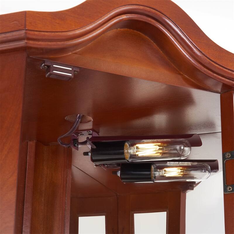 Lighted Display Cabinet with Adjustable Glass Shelves (No E26 Bulb)