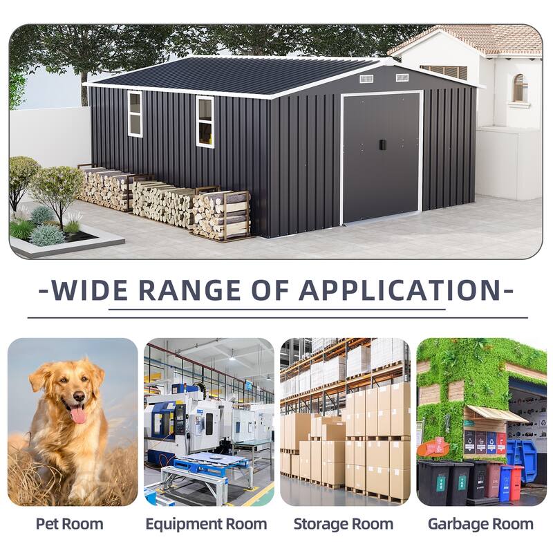 10*12ft 0.25mm Steel Plate, Surface Protective Film, Two Daylight Windows, Two Colors Can Be Freely Selected Storage Sheds