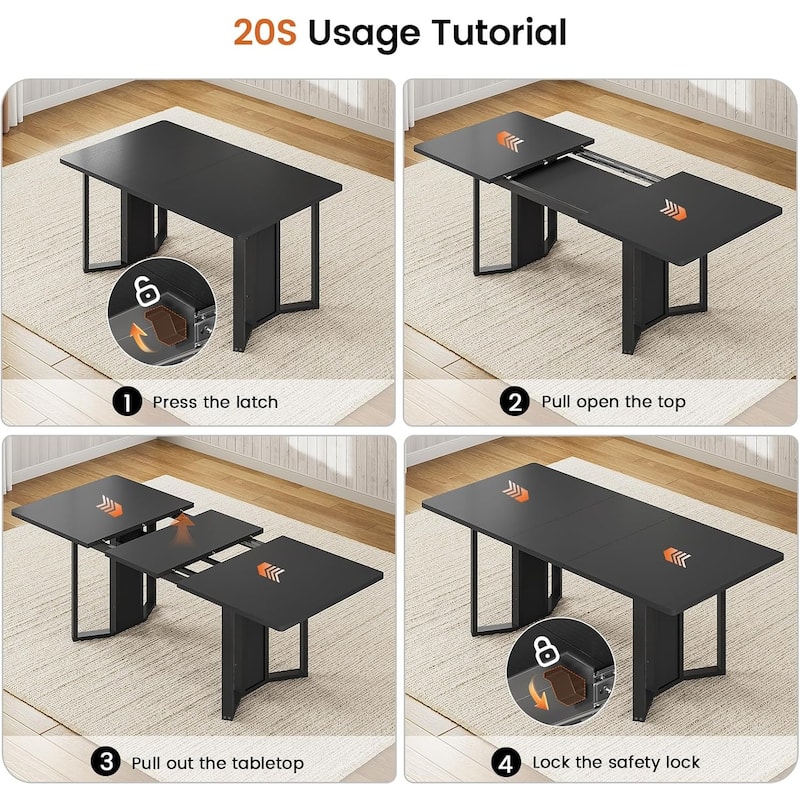 Dining Table Set 6 People Extendable Kitchen Table 4 Chairs
