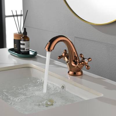 Bathroom Deck mounted Double Handle Sink basin faucet