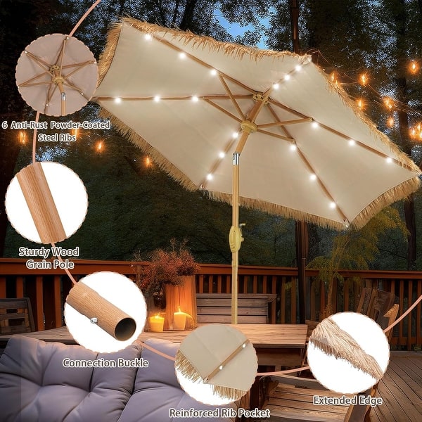 7.5 patio umbrella with lights FLAME&SHADE Solar Centre Light, FT Ivory If your umbrella comes with its own light Autlaycil 7.5 ft Outdoor Patio
