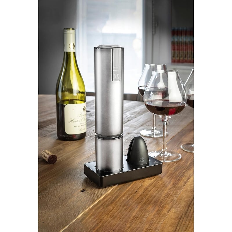 Peugeot Elis Touch Rechargeable Electric Corkscrew With Foil Cutter, Stainless Steel