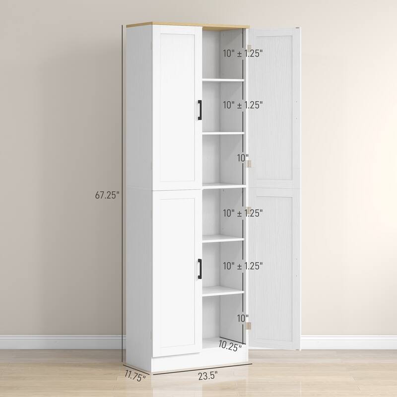 Freestanding 4-Door Storage Cabinet Organizer with Adjustable Shelves