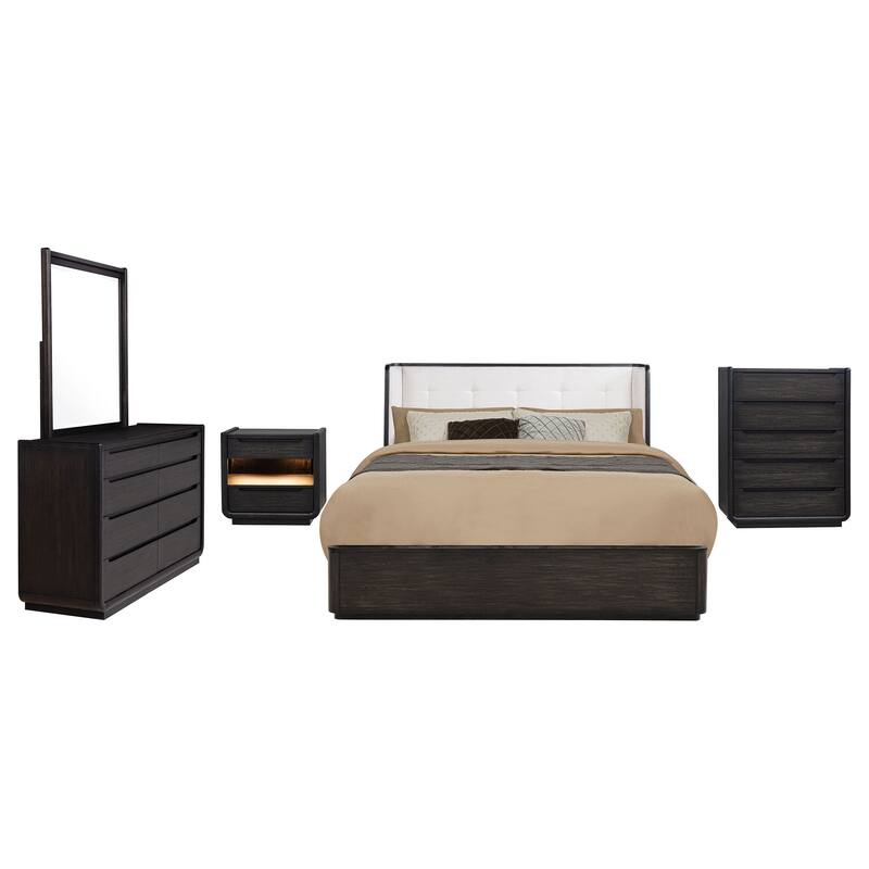 Leandro 5-piece California King Bedroom Set Burnished Black - Burnished Black