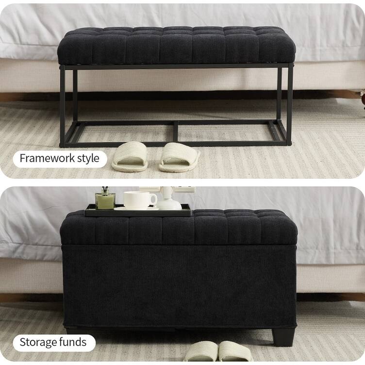 Storage Ottoman Bench, Foot Rest with Legs, 16 x 30 x 16.1 Inches, End of Bed Bench