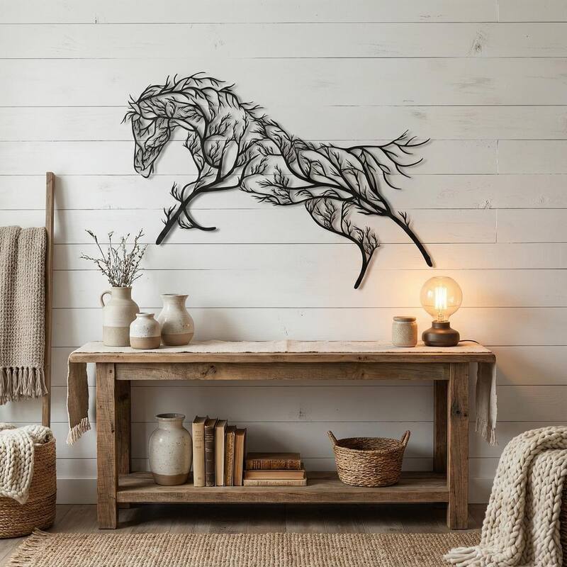 Tree Horse Metal Wall Decor for Home and Outside