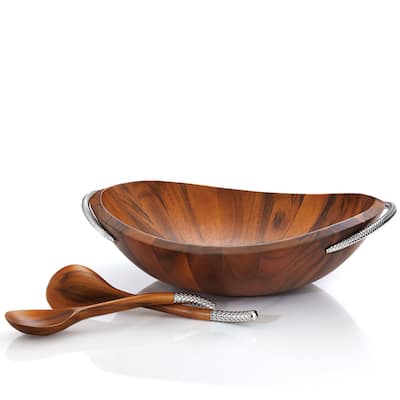 Nambe Braid Salad Bowl with Servers