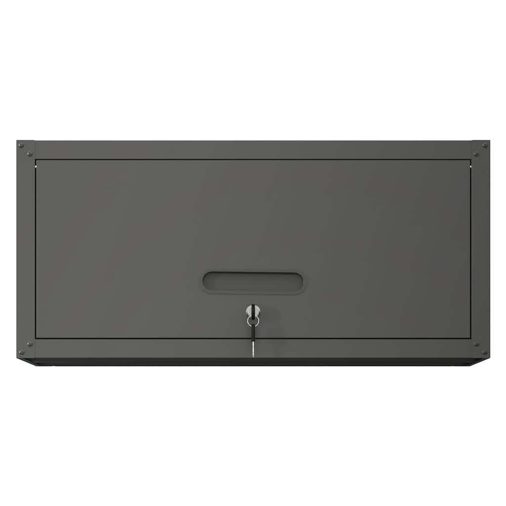 Heavy-Duty Lockable Dark Grey Metal Wall Storage Cabinet for Garage Workshop or Utility Room - 29.52”L x 11.81”W x 13.58”H