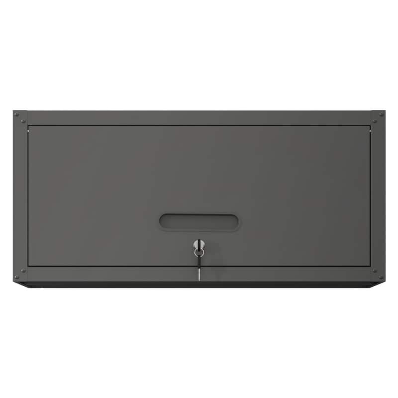 Heavy-Duty Lockable Dark Grey Metal Wall Storage Cabinet for Garage Workshop or Utility Room - 29.52”L x 11.81”W x 13.58”H