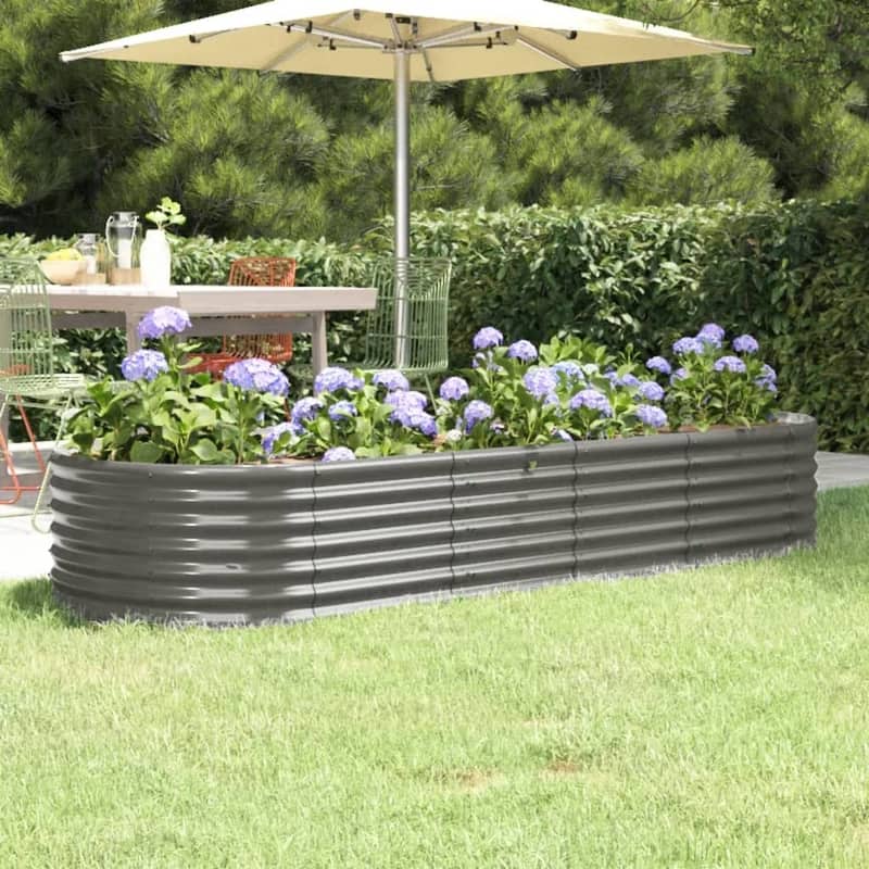 vidaXL Raised Garden Bed Raised Flower Bed Galvanized Steel Outdoor Planter