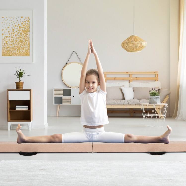9 Feet Kids Balance Beam for Home Foldable Gymnastics Beam with Non-Slip Bottom and Wood Frame - 108” x 4" x 3" (L x W x H)