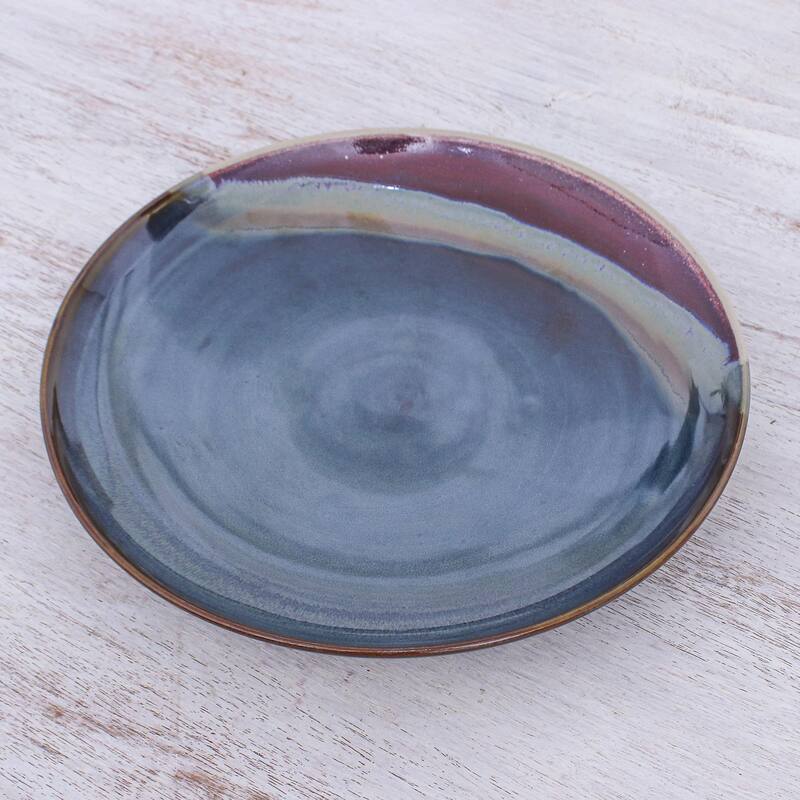 Novica Handmade Happy Harvest Ceramic Dinner Plate