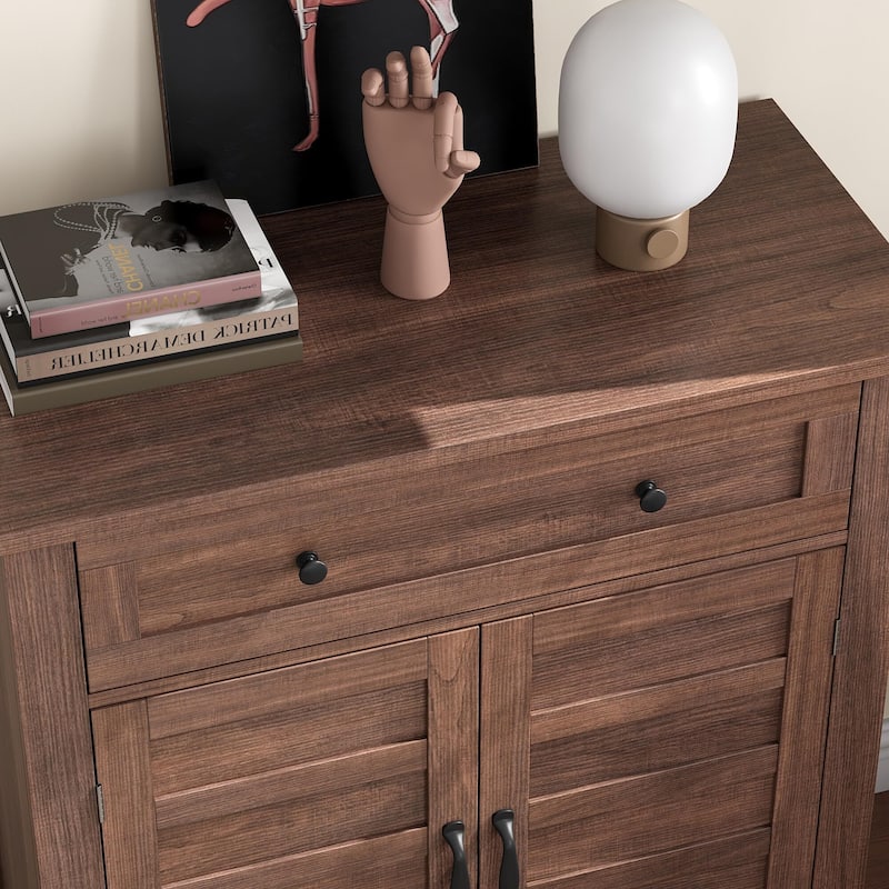 Farmhouse Storage Cabinet with Doors, Small Cabinet with 3-Tiers Adjustable Shelf for Kitchen