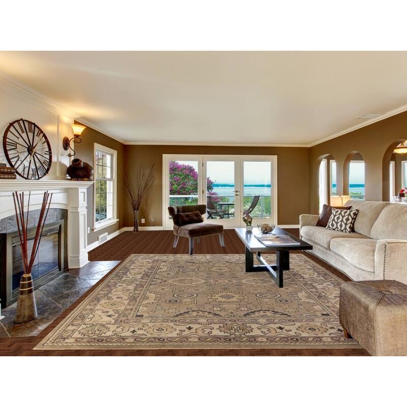 Brown Transitional Oushak Indian Area Rug Handmade Wool Carpet - 9'2"x 11'8"