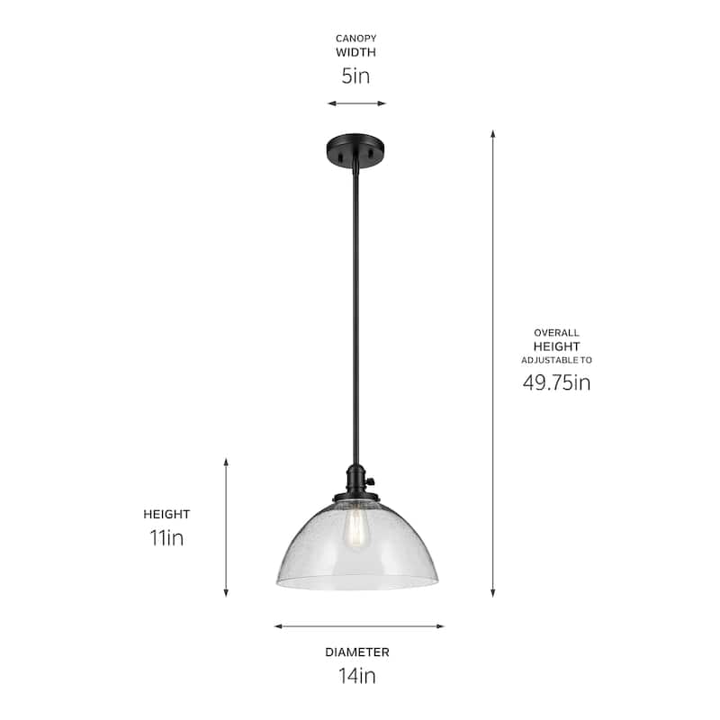 Kichler Lighting Avery 1-Light Pendant Light with Seeded Glass