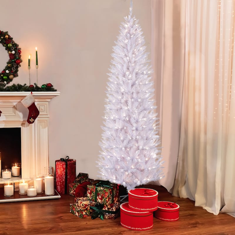Puleo International 7.5 ft. White Pencil Fraser Fir Christmas Tree