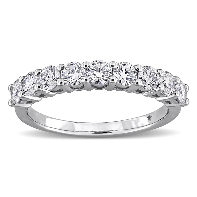 1ct TW Lab-Grown Diamond Semi-Eternity Anniversary Band in 10k White Gold