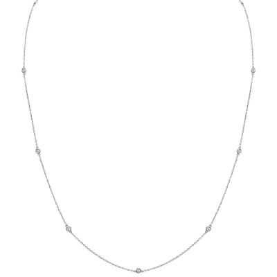 Marquee 0.25 Carat TW Bezel Set Lab Grown Diamond Station Necklace in 14K White Gold