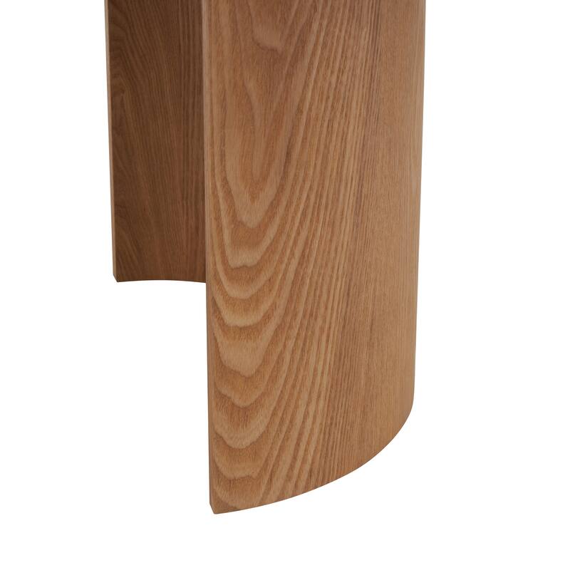 Black Metal Curved Support Console Table with Brown Oval Wood Top