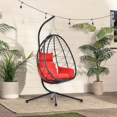 Egg Chair with Stand Indoor Outdoor Swing Chair Patio Wicker Hanging Egg Chair Hanging Basket Chair Hammock Chair