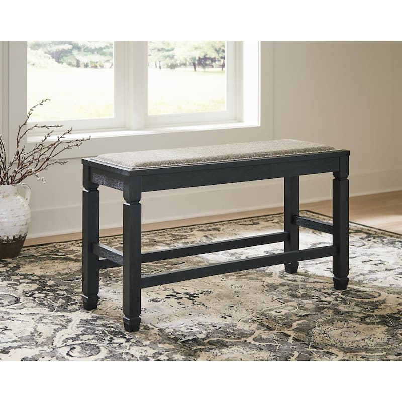 Signature Design by Ashley Tyler Creek Antique Black Upholstered Counter Height Bench