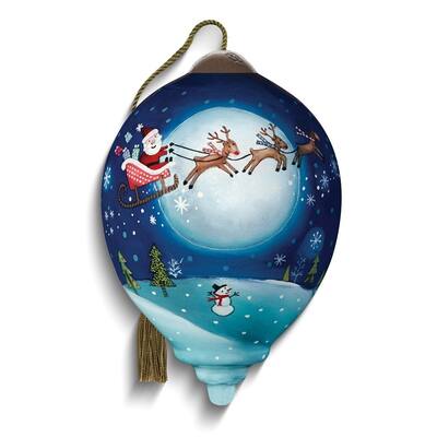 Curata Twas Christmas Night By Joanne Cave Hand-Painted Glass Ornament