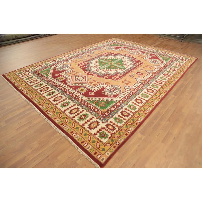 Handmade Wool Kazak Indian Area Rug Handmade Wool Carpet - 11' 10'' X 9' 0''