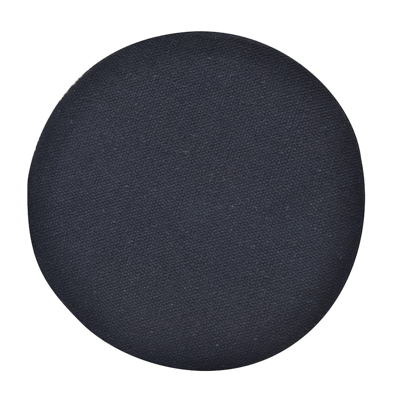 HomeRoots 16" Black And White Cotton And Natural Round Chevron Ottoman