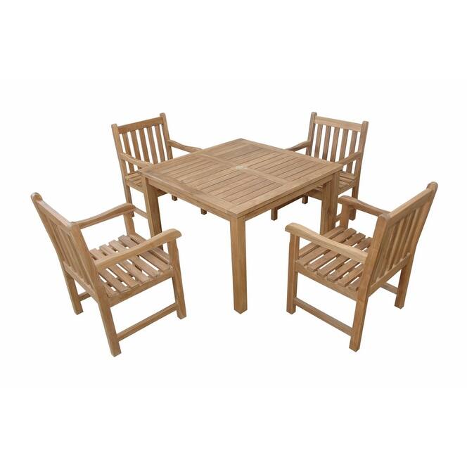 Outdoor Dining Set 5 Piece Teak Wood Patio Furniture Set