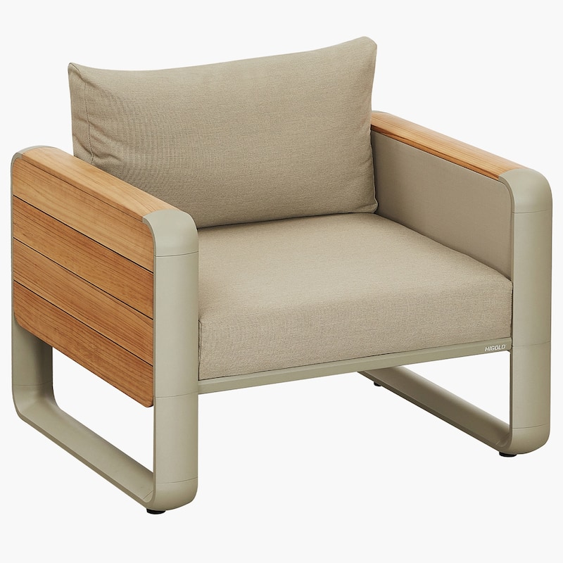 HIGOLD - Nottingham 5 Persons Teak Outdoor Patio Conversation Sofa Set, Amber Powder Coating
