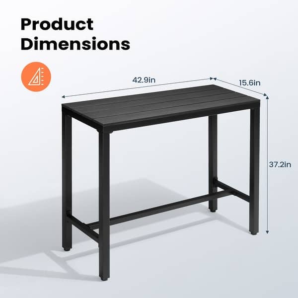 dimension image slide 3 of 14, Pellebant Patio Outdoor Bar Table Rectangle Pub Table Dining Table