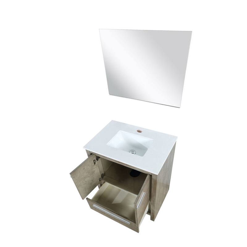 Lafarre 24 in W x 20 in D Rustic Acacia Bath Vanity, Cultured Marble Top and 18 in Mirror