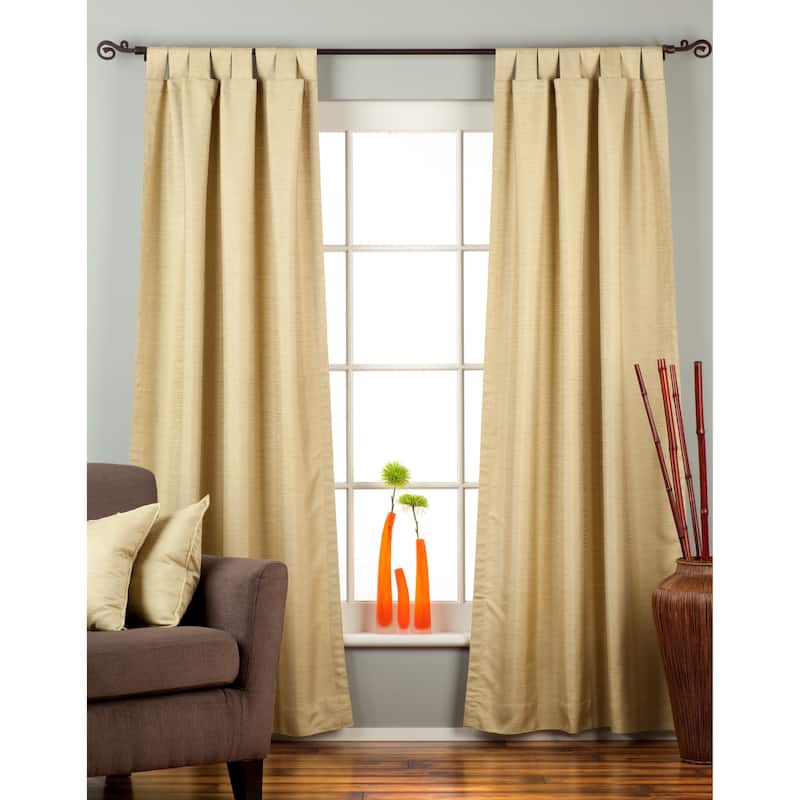 Olive Green Tab Top Matka Raw Silk Curtain / Drape / Panel - Piece - 43" W X 120" L (Lined) - 120 Inches