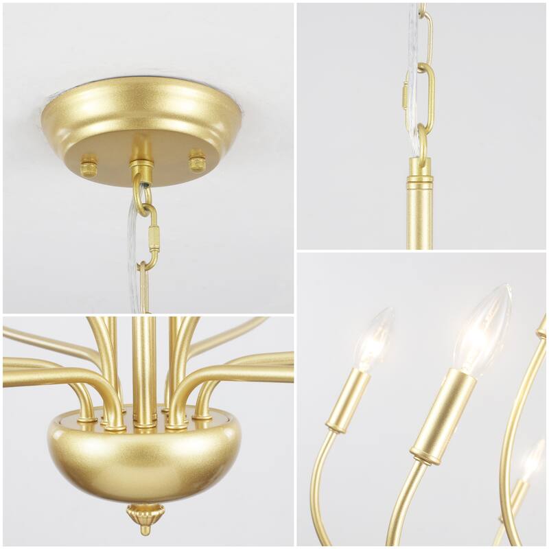 12 - Light Candle Style Chandelier ,Classic Farmhouse Chandelier with Lotus Shaped for Kitchen Island Living Dining Room