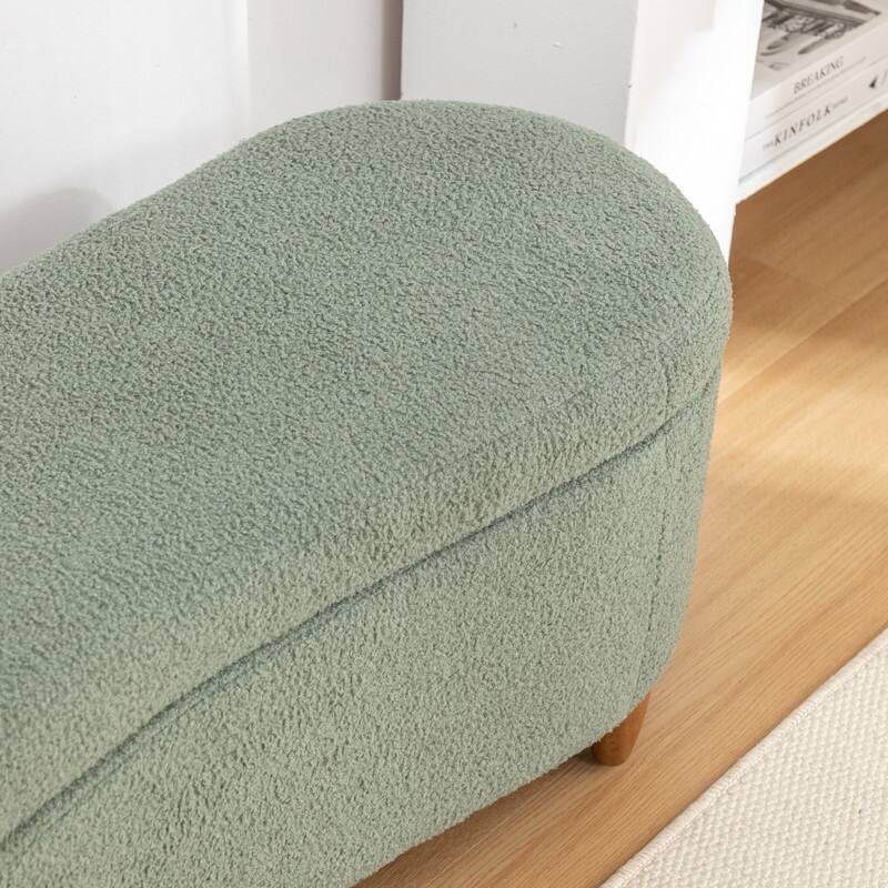 Modern Glam Teddy Fabric Upholstered Storage Ottoman Bench