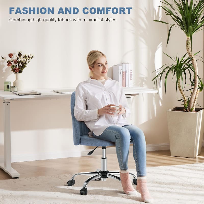 Adjustable Height Swivel Chair for Home Office - Blue