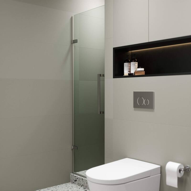Fine Fixtures Hinged Clear Frameless Glass Shower Door Enclosure