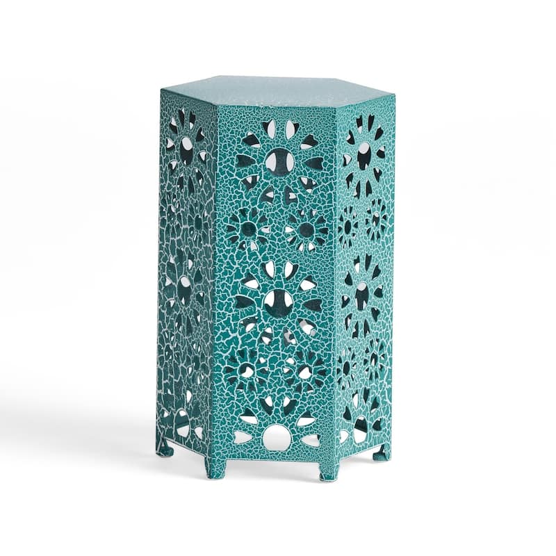 12 in. Teal Blue Rectangle Metal End Table, Sturdy Build End Side Table for Living Rooms