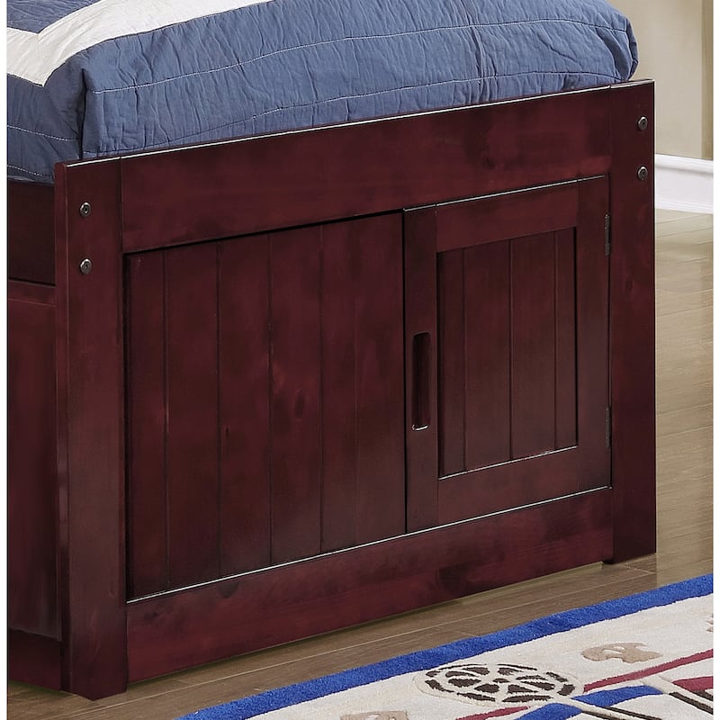 OS Home and Office Furniture Model Solid Pine Twin Captains Bookcase Bed with 6 drawers in Rich Merlot