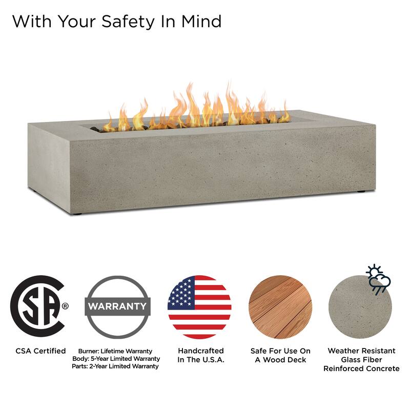 Emery 56" Rectangle Propane Fire Table in Flint