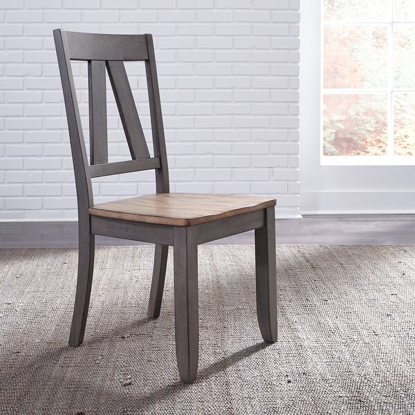 Lindsey Farm Gray and Sandstone 7 Piece Trestle Table Set On