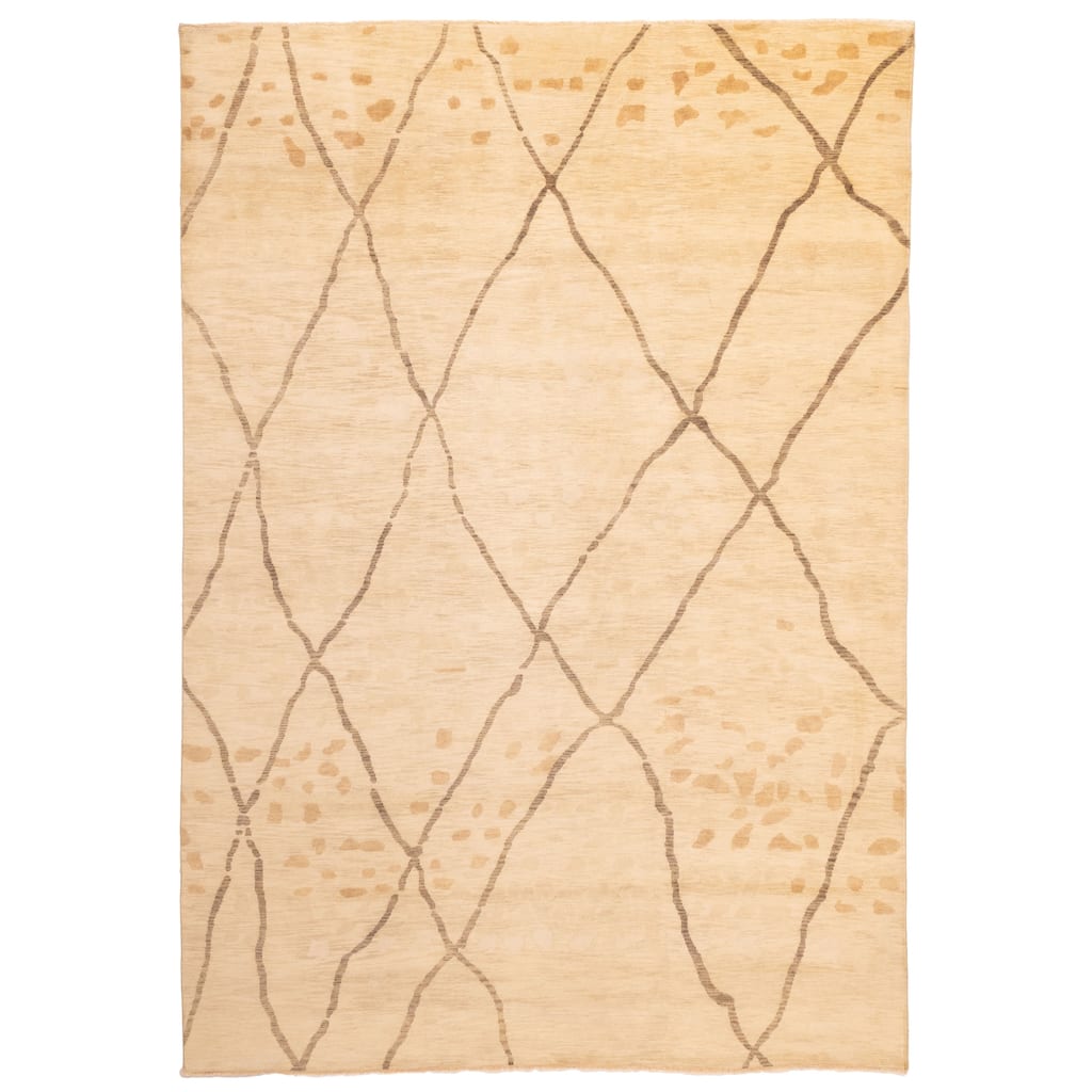 ECARPETGALLERY Hand-knotted Pak Finest Marrakesh Beige Wool Rug - 9'0 x 12'7