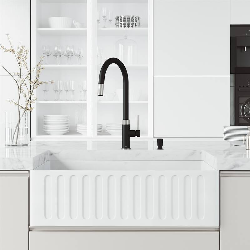 VIGO Bristol 19" H Single Handle Pull-Down Sprayer Kitchen Faucet