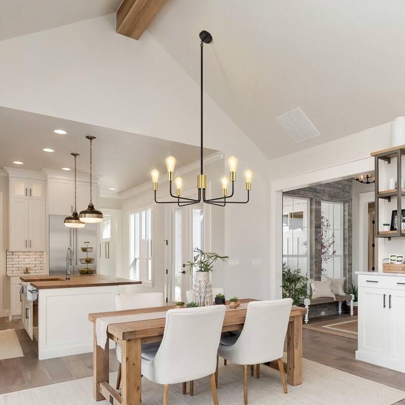 6-Light 30.15"W Kitchen Island Modern Chandeliers for Living Room